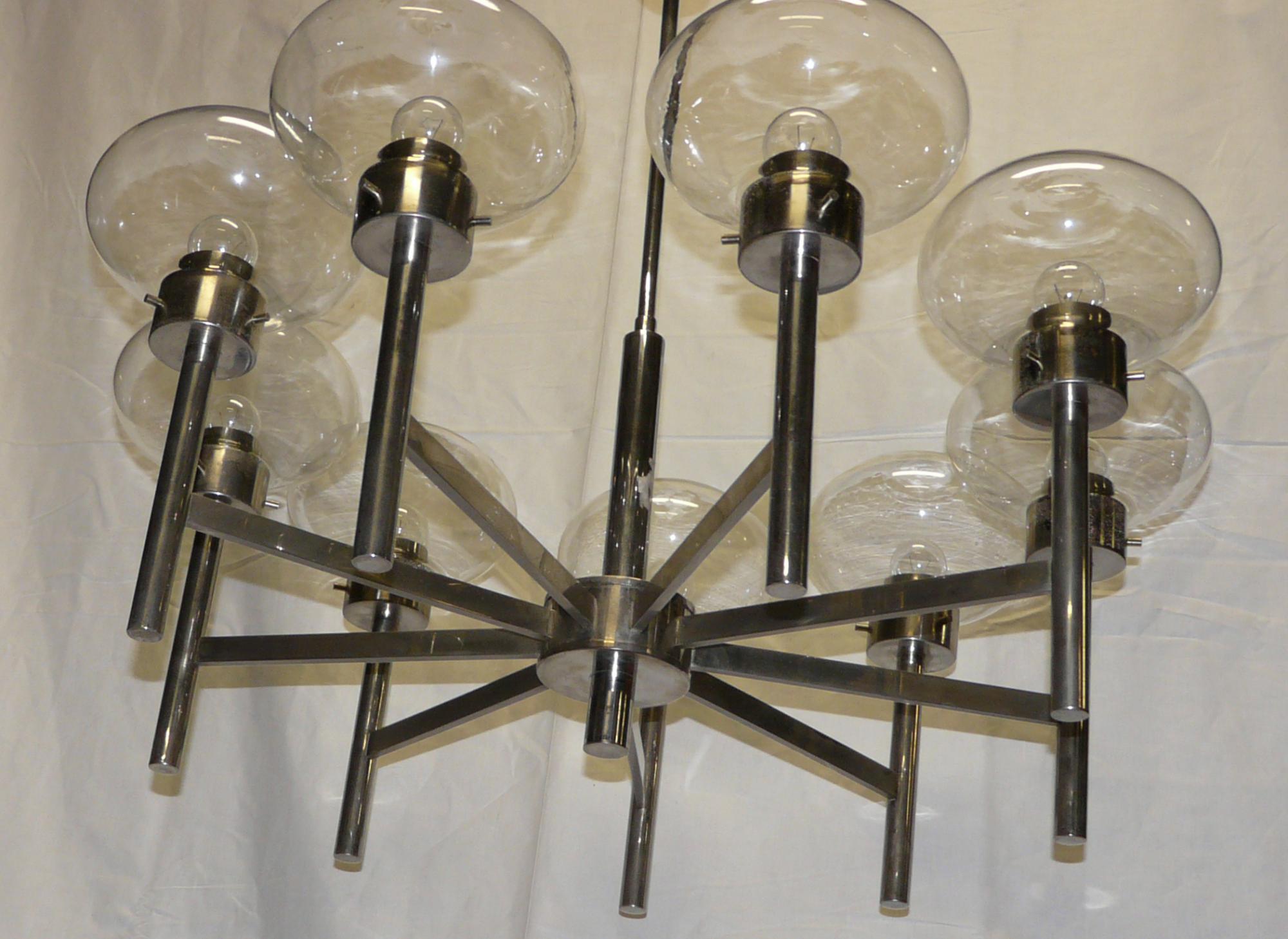 Vintage Doria? chrome chandelier, mid century 60's.  3